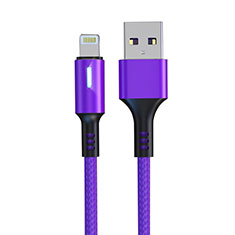 Cargador Cable USB Carga y Datos D21 para Apple iPhone SE (2020) Morado