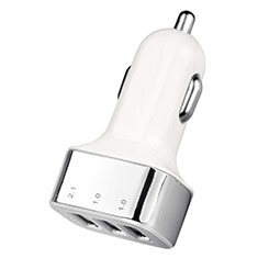 Cargador de Mechero 3.0A Adaptador Coche 3 Puerto USB Carga Rapida Universal U09 para Handy Zubehoer Kopfhoerer Headset Plata