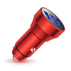 Cargador de Mechero 3.4A Adaptador Coche Doble Puerto USB Carga Rapida Universal K06 para Samsung Galaxy S Advance I9070 Rojo