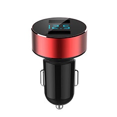 Cargador de Mechero 4.8A Adaptador Coche Doble Puerto USB Carga Rapida Universal K07 para LG Stylo 6 Rojo