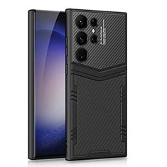 Funda Bumper Lujo Cuero y Plastico Mate Carcasa AC1 para Samsung Galaxy S21 Ultra 5G Negro