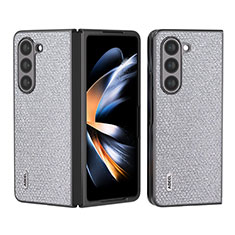 Funda Bumper Lujo Cuero y Plastico Mate Carcasa AD1 para Samsung Galaxy Z Fold5 5G Gris