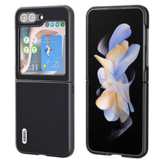 Funda Bumper Lujo Cuero y Plastico Mate Carcasa AD2 para Samsung Galaxy Z Flip5 5G Negro