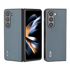 Funda Bumper Lujo Cuero y Plastico Mate Carcasa AD8 para Samsung Galaxy Z Fold5 5G Gris