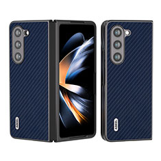 Funda Bumper Lujo Cuero y Plastico Mate Carcasa B01H para Samsung Galaxy Z Fold5 5G Azul