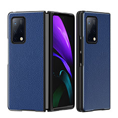 Funda Bumper Lujo Cuero y Plastico Mate Carcasa B02H para Huawei Mate X2 Azul