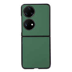 Funda Bumper Lujo Cuero y Plastico Mate Carcasa B03H para Huawei Pocket S Verde