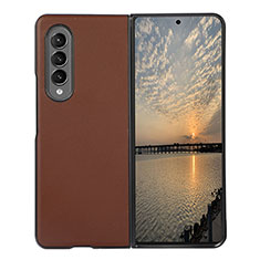 Funda Bumper Lujo Cuero y Plastico Mate Carcasa B04 para Samsung Galaxy Z Fold4 5G Marron