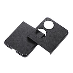 Funda Bumper Lujo Cuero y Plastico Mate Carcasa B04H para Huawei P60 Pocket Negro