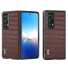 Funda Bumper Lujo Cuero y Plastico Mate Carcasa B05H para Huawei Honor Magic Vs2 5G Marron