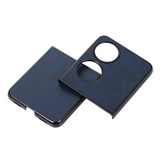 Funda Bumper Lujo Cuero y Plastico Mate Carcasa B05H para Huawei P60 Pocket Azul