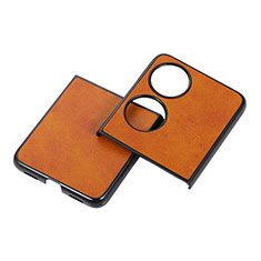 Funda Bumper Lujo Cuero y Plastico Mate Carcasa B05H para Huawei P60 Pocket Marron