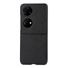 Funda Bumper Lujo Cuero y Plastico Mate Carcasa B06H para Huawei P60 Pocket Negro