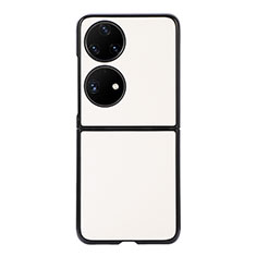 Funda Bumper Lujo Cuero y Plastico Mate Carcasa B06H para Huawei Pocket S Blanco