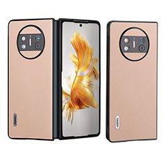 Funda Bumper Lujo Cuero y Plastico Mate Carcasa B08H para Huawei Mate X3 Oro