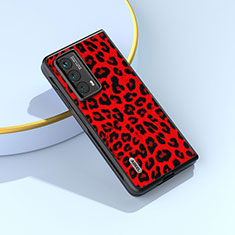 Funda Bumper Lujo Cuero y Plastico Mate Carcasa B09H para Huawei Honor Magic Vs2 5G Rojo