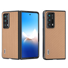 Funda Bumper Lujo Cuero y Plastico Mate Carcasa B15H para Huawei Honor Magic Vs2 5G Marron Claro