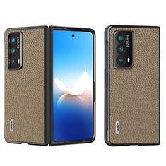 Funda Bumper Lujo Cuero y Plastico Mate Carcasa B17H para Huawei Honor Magic Vs2 5G Marron