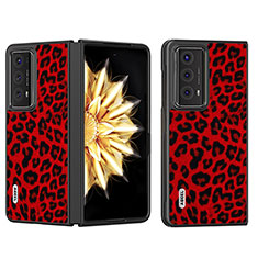 Funda Bumper Lujo Cuero y Plastico Mate Carcasa BH1 para Huawei Honor Magic V2 5G Rojo