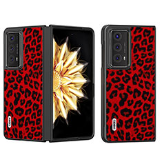 Funda Bumper Lujo Cuero y Plastico Mate Carcasa BH1 para Huawei Honor Magic V2 Ultimate 5G Rojo