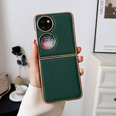 Funda Bumper Lujo Cuero y Plastico Mate Carcasa BH1 para Huawei Pocket S Verde