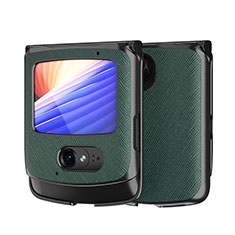 Funda Bumper Lujo Cuero y Plastico Mate Carcasa BH1 para Motorola Moto RAZR (2022) 5G Verde