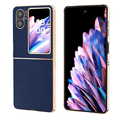 Funda Bumper Lujo Cuero y Plastico Mate Carcasa BH1 para Oppo Find N2 Flip 5G Azul