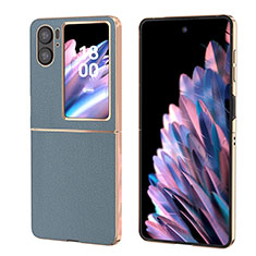 Funda Bumper Lujo Cuero y Plastico Mate Carcasa BH1 para Oppo Find N2 Flip 5G Azul Claro