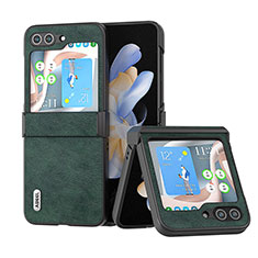 Funda Bumper Lujo Cuero y Plastico Mate Carcasa BH1 para Samsung Galaxy Z Flip5 5G Verde