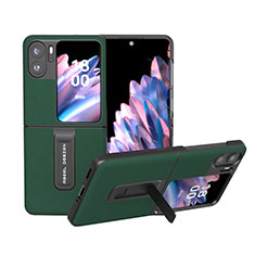 Funda Bumper Lujo Cuero y Plastico Mate Carcasa BH10 para Oppo Find N2 Flip 5G Verde