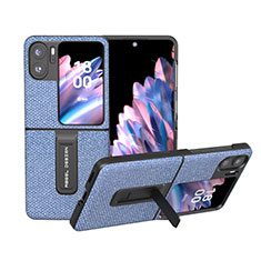 Funda Bumper Lujo Cuero y Plastico Mate Carcasa BH11 para Oppo Find N2 Flip 5G Azul