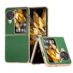 Funda Bumper Lujo Cuero y Plastico Mate Carcasa BH11 para Oppo Find N3 Flip 5G Verde