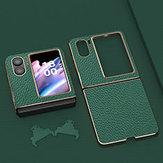 Funda Bumper Lujo Cuero y Plastico Mate Carcasa BH14 para Oppo Find N2 Flip 5G Verde