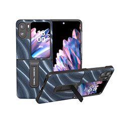 Funda Bumper Lujo Cuero y Plastico Mate Carcasa BH15 para Oppo Find N2 Flip 5G Azul