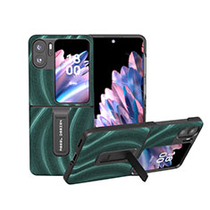 Funda Bumper Lujo Cuero y Plastico Mate Carcasa BH15 para Oppo Find N2 Flip 5G Verde