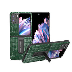 Funda Bumper Lujo Cuero y Plastico Mate Carcasa BH17 para Oppo Find N2 Flip 5G Verde