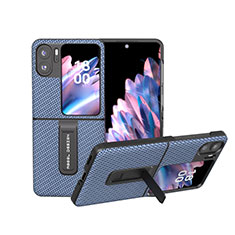 Funda Bumper Lujo Cuero y Plastico Mate Carcasa BH18 para Oppo Find N2 Flip 5G Azul Cielo