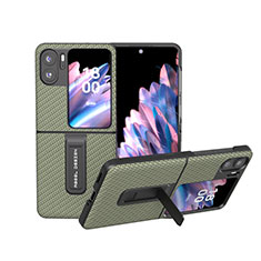 Funda Bumper Lujo Cuero y Plastico Mate Carcasa BH18 para Oppo Find N2 Flip 5G Verde