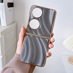 Funda Bumper Lujo Cuero y Plastico Mate Carcasa BH2 para Huawei P60 Pocket Gris