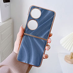 Funda Bumper Lujo Cuero y Plastico Mate Carcasa BH2 para Huawei Pocket S Azul