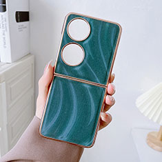 Funda Bumper Lujo Cuero y Plastico Mate Carcasa BH2 para Huawei Pocket S Verde