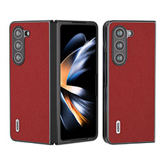 Funda Bumper Lujo Cuero y Plastico Mate Carcasa BH2 para Samsung Galaxy Z Fold5 5G Rojo