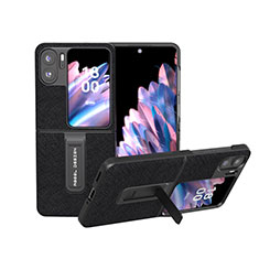 Funda Bumper Lujo Cuero y Plastico Mate Carcasa BH20 para Oppo Find N2 Flip 5G Negro