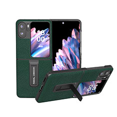 Funda Bumper Lujo Cuero y Plastico Mate Carcasa BH20 para Oppo Find N2 Flip 5G Verde