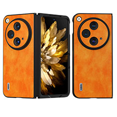 Funda Bumper Lujo Cuero y Plastico Mate Carcasa BH22 para OnePlus Open 5G Naranja