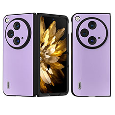 Funda Bumper Lujo Cuero y Plastico Mate Carcasa BH23 para Oppo Find N3 5G Morado