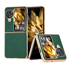 Funda Bumper Lujo Cuero y Plastico Mate Carcasa BH26 para Oppo Find N3 Flip 5G Verde