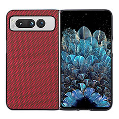 Funda Bumper Lujo Cuero y Plastico Mate Carcasa BH3 para Google Pixel Fold 5G Rojo