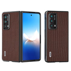 Funda Bumper Lujo Cuero y Plastico Mate Carcasa BH3 para Huawei Honor Magic Vs2 5G Marron