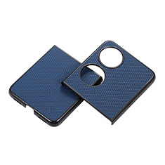 Funda Bumper Lujo Cuero y Plastico Mate Carcasa BH3 para Huawei Pocket S Azul